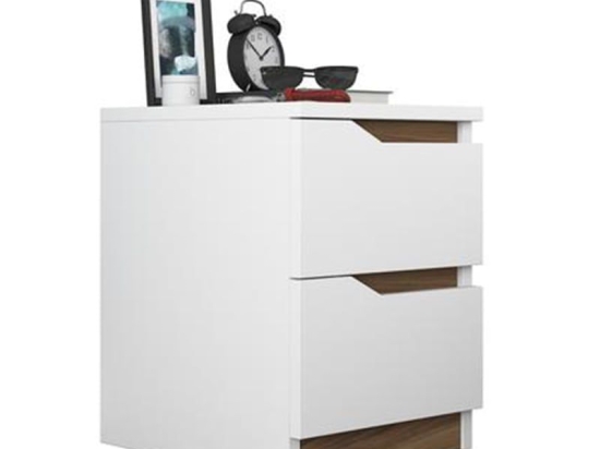 Κομοδίνο Verena 182-000007 35x40x47 White-Walnut Μοριοσανίδα, Μελαμίνη