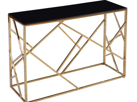 Κονσόλα Tabar 138-000001 120x40x78 Gold - Black Ατσάλι,Γυαλί
