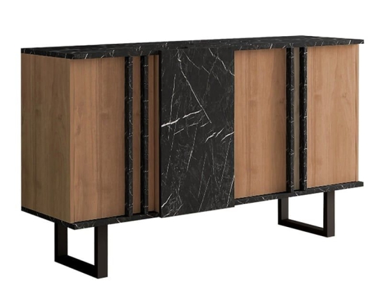 Μπουφές Amanda 120-000188 160x40x78.5 Walnut-Black Μοριοσανίδα, Μελαμίνη