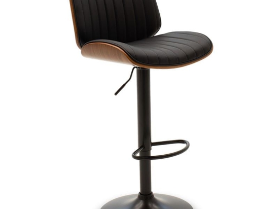 Σκαμπό Μπαρ Fern 106-000005 Black-Walnut Μέταλλο,Τεχνόδερμα