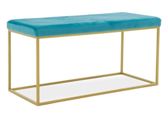 Ταμπουρέ Odin 110-000042 99x46x49cm Blue-Gold Βελούδο, Μέταλλο