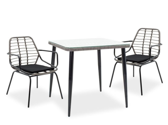 Τραπεζαρία Κήπου Naoki 200-000392 (Σετ 3τμχ) Grey-Black 2 Θέσεων