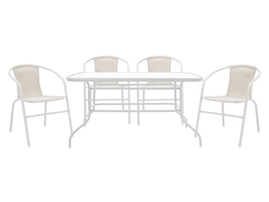 Τραπεζαρία Κήπου Valor-Obbi 200-000316 (Σετ 5τμχ) White Four Seater