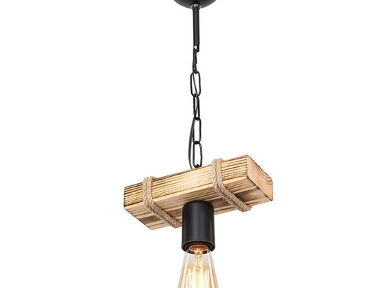 Φωτιστικό Οροφής PWL-1027 20x10x43cm 1xΕ27 60W Natural-Black