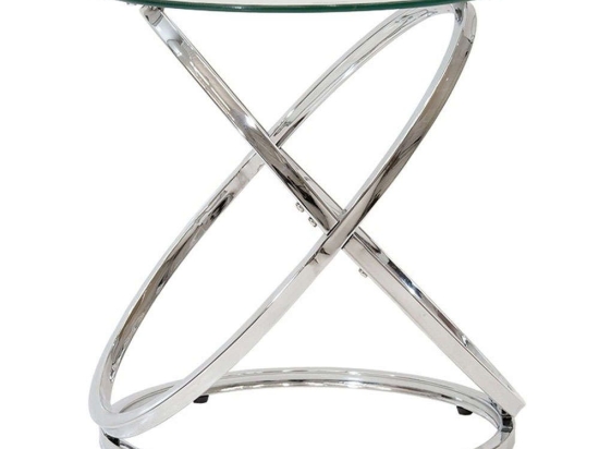 Τραπεζάκι Σαλονιού Βοηθητικό Sabin 029-000105 Φ50x50cm Silver-Clear