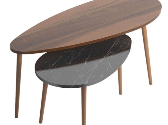 Τραπέζι Σαλονιού Monty (Σετ 2Τμχ) 185-000066 116x46x46cm/77x45x43cm Multi-Walnut