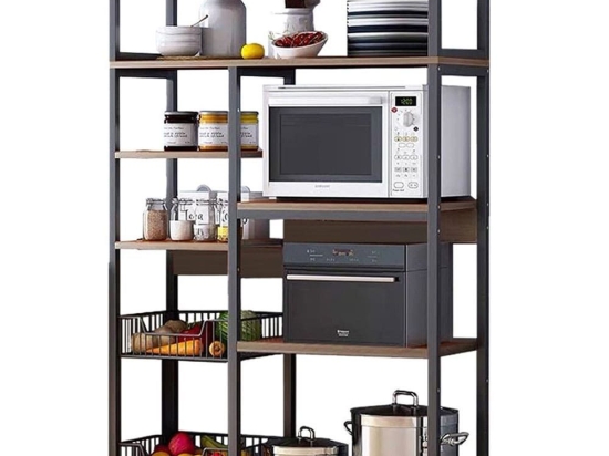 Ραφιέρα Leena 072-000055 80x30x142cm Dark Walnut-Black
