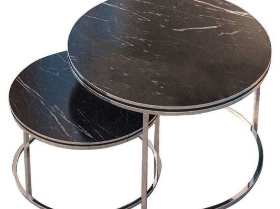 Τραπεζάκια Σαλονιού October 120-000350 (Σετ 2Τμχ) Black-Silver