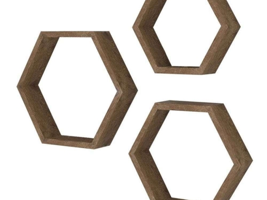 Ραφιέρα Τοίχου Valis 120-000058  37/32/28x9x32/28/24cm Walnut