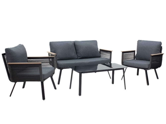 Σαλόνι Κήπου Lipari (Σετ 4Τμχ) 219-000008 Anthracite 4 Θέσεων