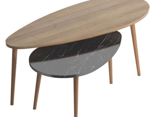 Τραπέζι Σαλονιού Monty (Σετ 2Τμχ) 185-000088 116x46x46cm Marble Black-Oak