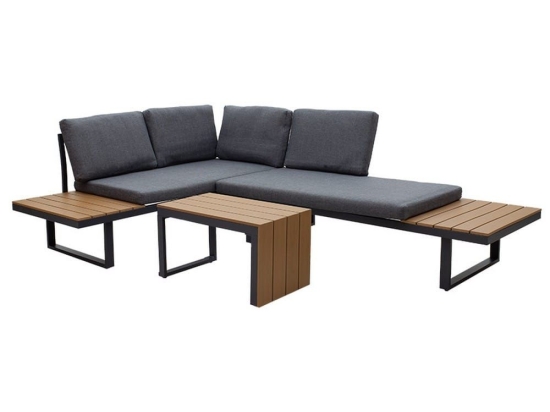 Σαλόνι Κήπου Christie 219-000001 (Σετ 3τμχ) 250x173x76cm Natural-Grey 4 Θέσεων