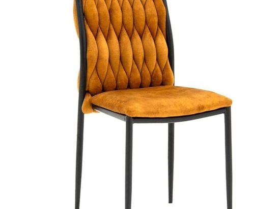 Καρέκλα Romany 101-000070 42x46x89cm Gold-Black Βελούδο, Μέταλλο