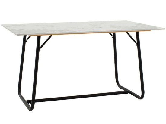 Τραπέζι Revello 101-000075 150x90x75cm Marble White-Black Πέτρα,Μέταλλο