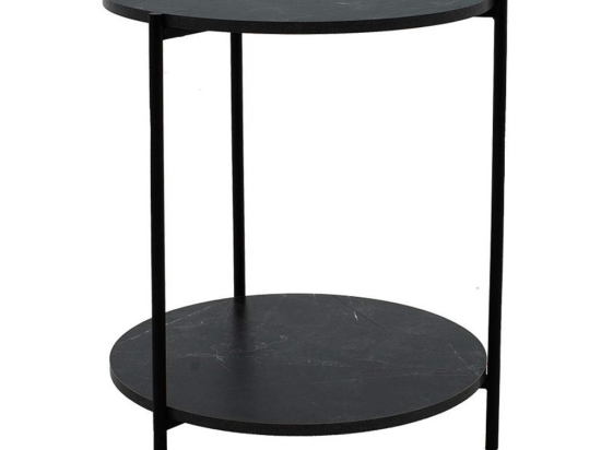 Βοηθητικό Τραπεζάκι Rhythm 072-000063 Φ48x60cm Marble Effect Black