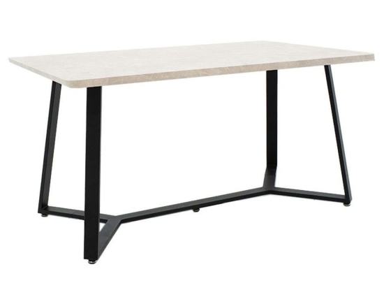 Tραπέζι Gemma 235-000018 160x90x75cm Marble Effect Grey-Black Μοριοσανίδα, Μέταλλο