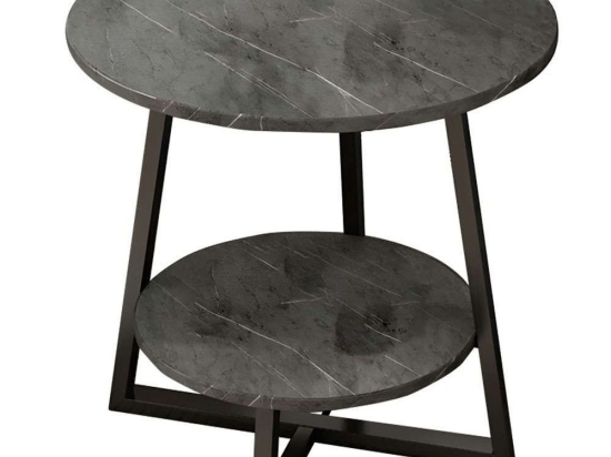 Τραπέζι Σαλονιού Rota 072-000061 Φ60x60cm Marble Effect Black
