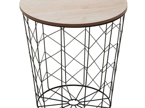 Τραπεζάκι Βοηθητικό Cabel 199-000096 Φ37,5x37cm Oak-Black