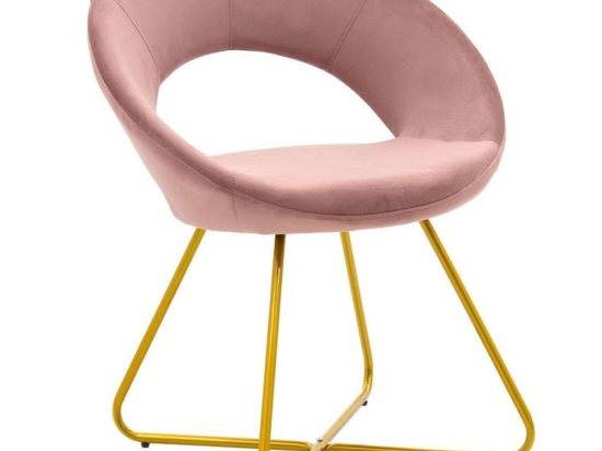 Καρέκλα Valentina 029-000135 67,5x60x75,5cm Apple-Gold Βελούδο, Μέταλλο