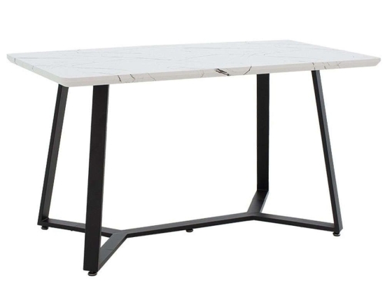 Tραπέζι Gemma 235-000017 140x80x75cm Marble Effect White-Black Μοριοσανίδα, Μέταλλο