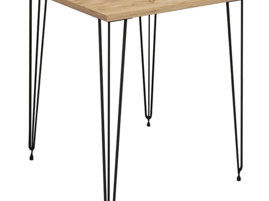 Τραπέζι Bruce 197-000084 60x60x74cm Walnut-Black Μοριοσανίδα, Μέταλλο