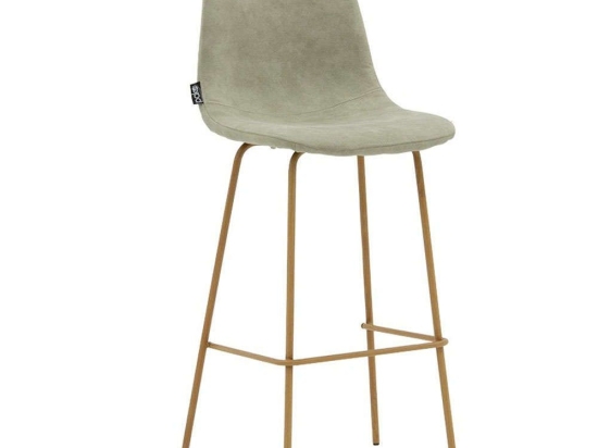 Σκαμπό Μπαρ Bella 029-000165 41x40x109cm Antique Grey-Natural