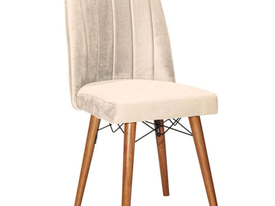 Καρέκλα Vespera I 266-000011 45x52x95cm Ecru-Walnut Βελούδο, Ξύλο