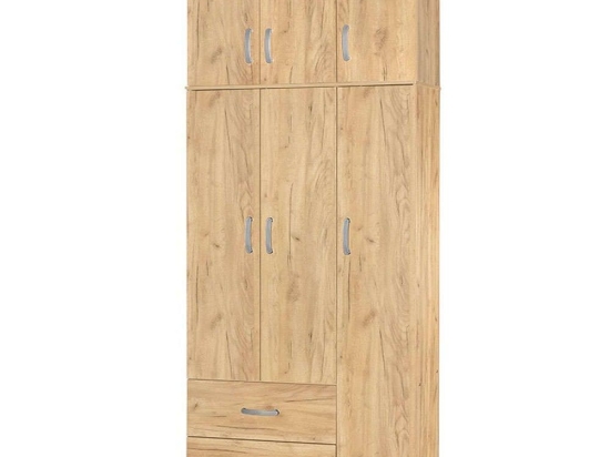 Ντουλάπα τρίφυλλη και πατάρι Zelia 249-000048 90x42x240cm Natural Τρίφυλλη