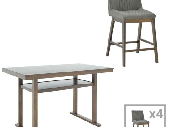 Τραπεζαρία - Μπαρ Tenon - Siera Ι (Σετ 5Τμχ) 250-000009 150x90x91,5cm Walnut-Black 4 Θέσεων Mdf,Ξύλο