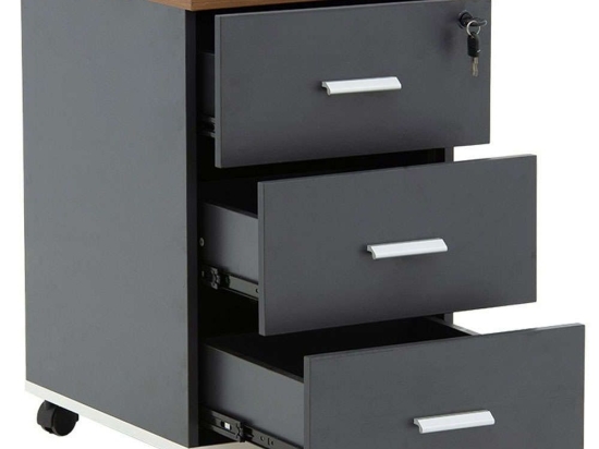 Συρταριέρα Γραφείου Τροχήλατη Oscar 246-000011 40x48x63cm Anthracite-Walnut