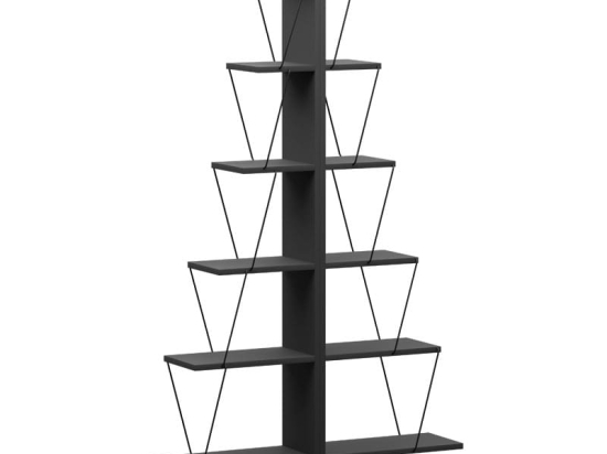 Βιβλιοθήκη mini Tars pakoworld ανθρακί-μαύρο 130x22x146εκ