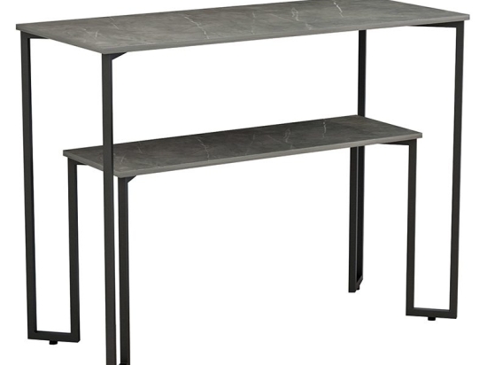 Κονσόλα Homer pakoworld γκρι μαρμάρου-μαύρο 110x48x85εκ