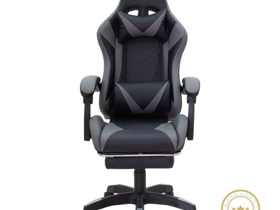 Καρέκλα γραφείου gaming με υποπόδιο Moza pakoworld PU μαύρο-γκρι