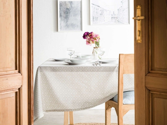 Τραπεζομάντηλο Delfina Beige 237/06 Gofis Home 150Χ260 Βαμβάκι-Πολυέστερ