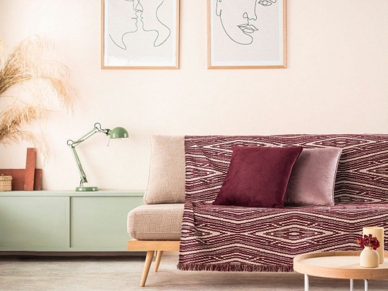 Ριχτάρι Streamy 663/02 Cherry Gofis Home Διθέσιο 180x250cm Βαμβάκι-Ακρυλικό