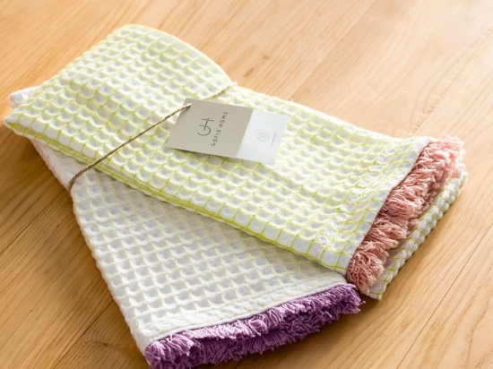 Ποτηρόπανα Adelain Σετ 2τμχ 590/18 Light Green-Pink Gofis Home 40x60cm 100% Βαμβάκι