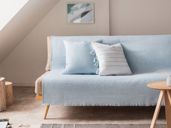 Ριχτάρι Oceania 183/01 Ciel-White Gofis Home Πολυθρόνα 180x180cm Βαμβάκι-Πολυέστερ