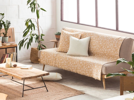 Ριχτάρι Simone 458/04 Mustard Gofis Home Τριθέσιο 180x310cm Βαμβάκι-Πολυέστερ