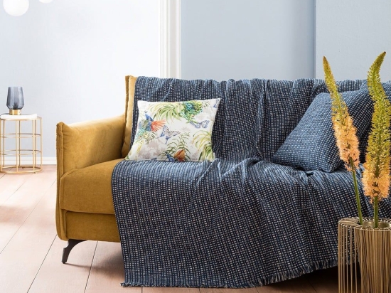 Ριχτάρι Tendre 880/ 01 Royal Blue Gofis Home Πολυθρόνα 180x180cm Βαμβάκι-Ακρυλικό