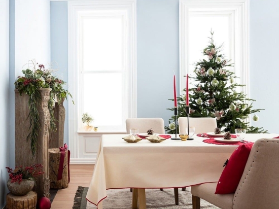 Τραπεζομάντηλο Χριστουγεννιάτικο 533 Beige-Red Gofis Home 135X180cm