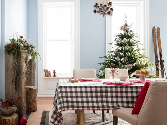 Τραπεζομάντηλο Χριστουγεννιάτικο 615 Grey-White Gofis Home 135X180cm