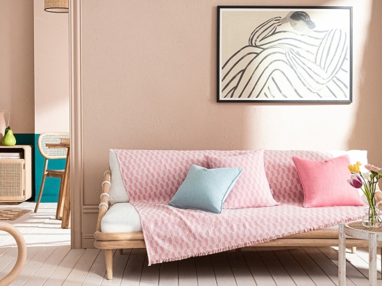Ριχτάρι Denise 518/ 23 Gum Pink Gofis Home Τετραθέσιο 180x350cm Βαμβάκι-Πολυέστερ