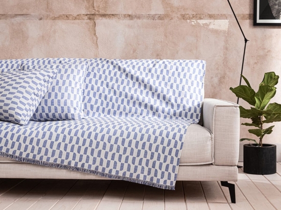 Ριχτάρι Denise 518/ 09 Marine Blue Gofis Home Τριθέσιο 180x310cm Βαμβάκι-Πολυέστερ