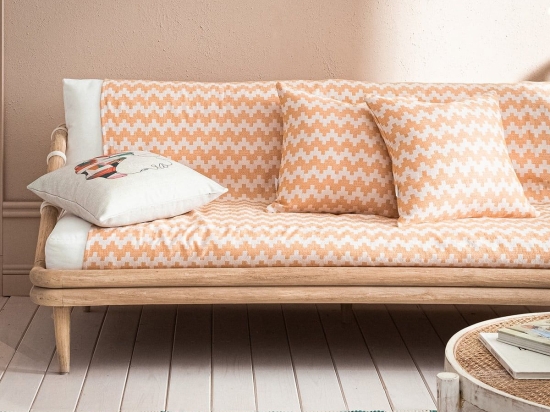 Ριχτάρι Summer Waves 466/ 12 Honey Brown Gofis Home Τριθέσιο 180x310cm Βαμβάκι-Πολυέστερ