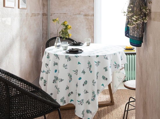Τραπεζομάντηλο Cynthia 409 White-Green Gofis Home 135X135cm Πολυέστερ