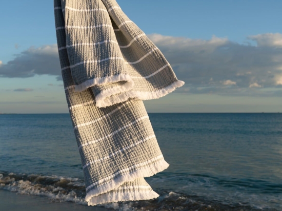 Πετσέτα Θαλάσσης - Peshtemal Beach Suit 570-34 Water Grey Gofis Home Θαλάσσης 80x160cm 100% Βαμβάκι