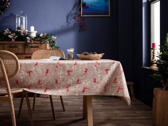 Τραπεζομάντηλο Χριστουγεννιάτικο 126 Beige-Red Gofis Home 135Χ135