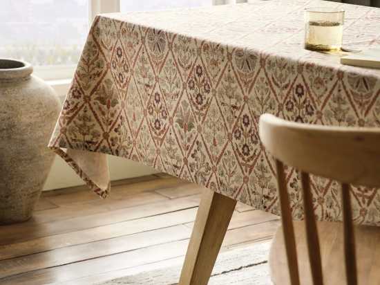 Τραπεζομάντηλο Nodens 292 Beige-Terra Gofis Home 135X135cm Βαμβάκι-Λινό