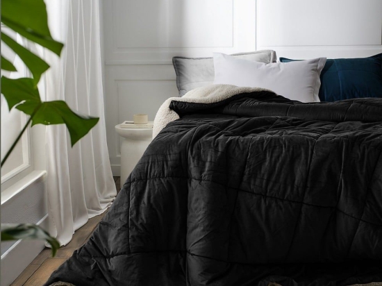 Κουβερτοπάπλωμα Teddy 407/14 Graphite Black Gofis Home Υπέρδιπλo 235x245cm Πολυέστερ