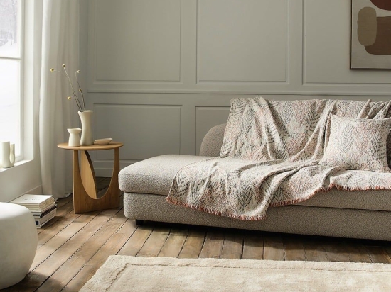 Ριχτάρι Livia 408/15 Grey-Salmon Gofis Home Τριθέσιο 180x310cm Ακρυλικό,Βαμβάκι, Polyester